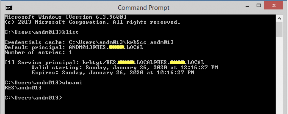 Kerberos tool output from windows CMD 